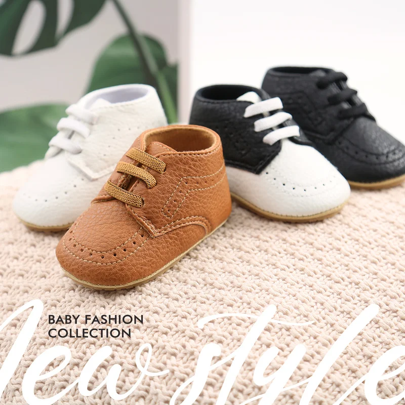 New Baby Shoes Leather Dress Shoes Baby Boy Girl Shoes Rubber Sole Anti-slip Toddler First Walkers Newborn Crib Shoes Moccasins