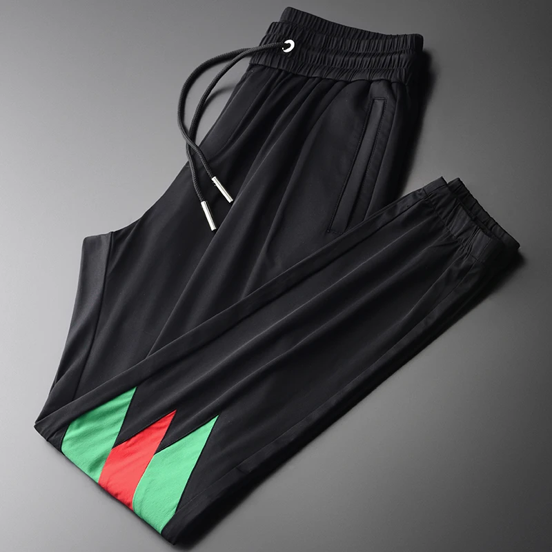 

Брюки мужские с эластичным поясом, Роскошные брюки контрастных цветов, облегающие повседневные спортивные штаны для мужчин, размеры 3XL, 4XL