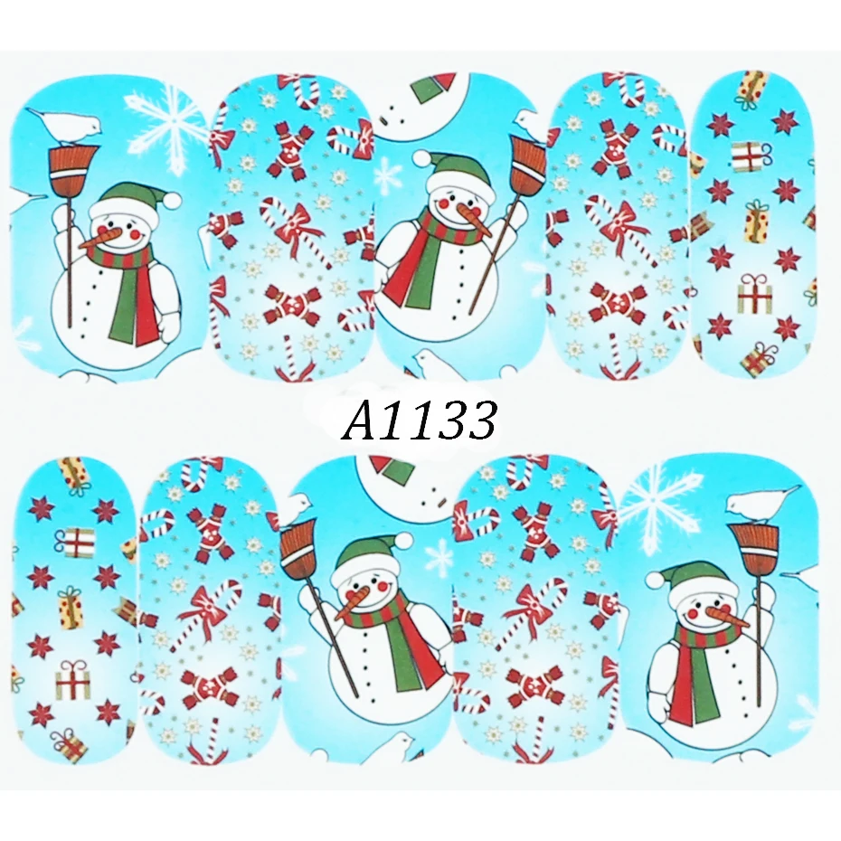 1 лист рождественской елки, наклейки для ногтей, подарок лося, переводные наклейки для воды, слайдеры, украшения для ногтей, инструмент для маникюра, Полный Обертывания CHA1187