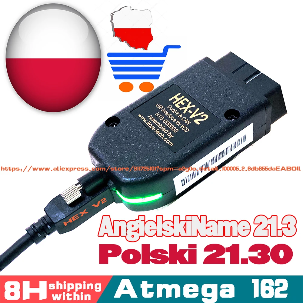 

2021 Popolar Vcds HEX V2 Interface VAGCOM 21.3 VAG COM 20.12 FOR VW for AUDI Skoda Seat Vag 20.4 Polish ATMEGA162+16V8+FT232RQ