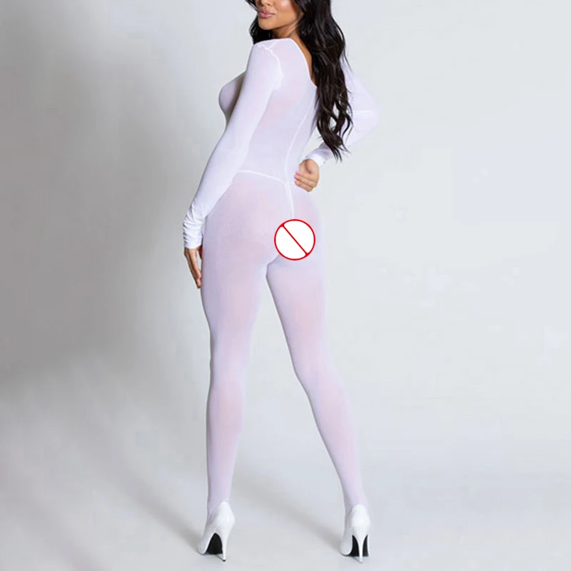 

Transparent Body Women Sexy Nude Conjoined Bodystocking Open File BodySuit Female Lingerie See-Through Jumpsuit Erotic Clothes