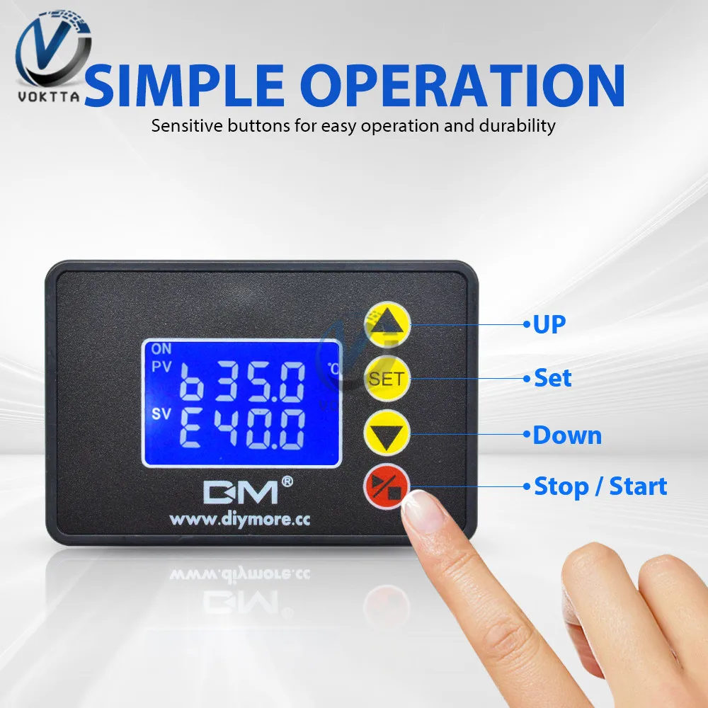 Цифровой ЖК-микрокомпьютер регулятор температуры Термостат 110 дюйма 12 В 24 20 А