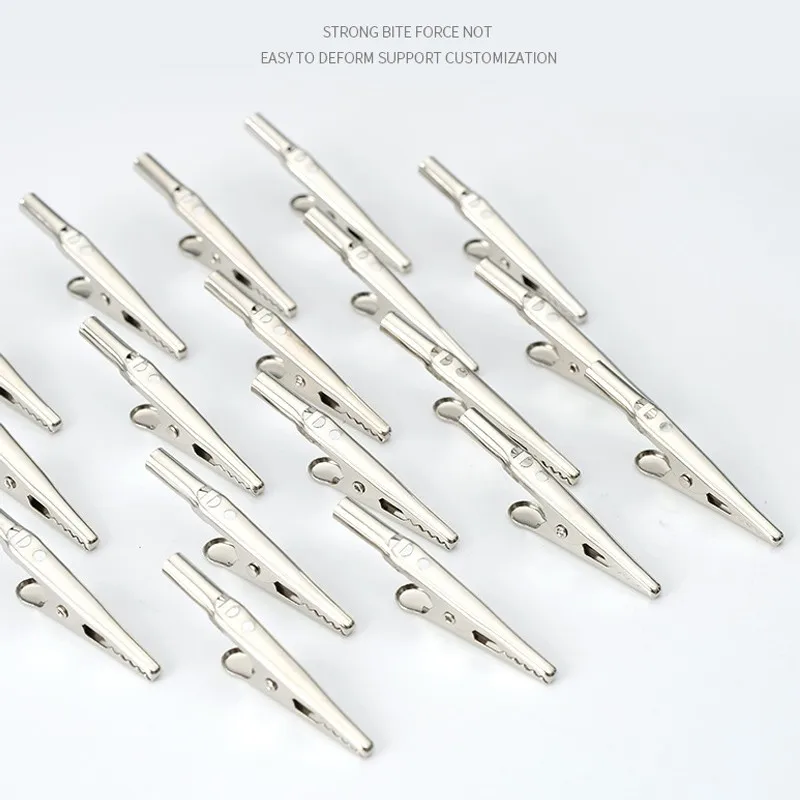 

10pcs 51mm Crocodile Electric Clips Handle Test Connector Cable Lead Screw Probe Alligator Clamps Silver For Battery Power