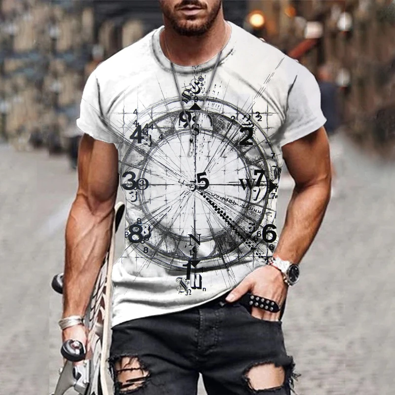 

Men's Summer 3D Printed Compass T-Shirt Hip-Hop Style Large Size T-Shirt Cross Style O-Neck Short Sleeve Men Clothing XXS-6XL