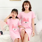 Ночная рубашка из 100% хлопка для девочек детские пижамы Ночная рубашка для девочек Летняя ночная рубашка с короткими рукавами и рисунком лисы