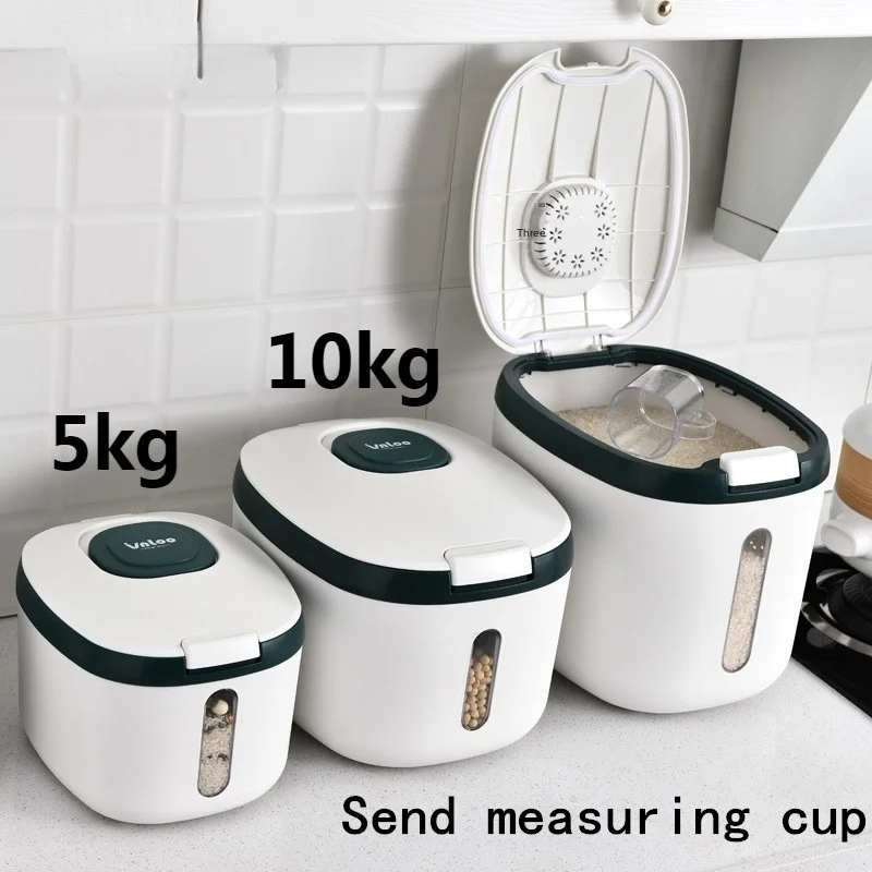 

Кухонный Контейнер 5 кг 10 кг, ведро с нанопокрытием от насекомых, влагостойкая коробка для риса, герметичная зернистая банка, домашнее хране...