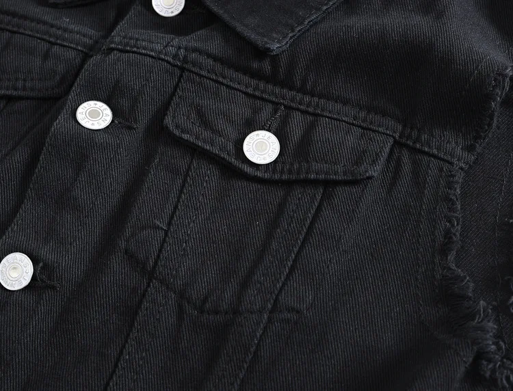 New Men's Fashion Casual Black Hooded Sleeveless Vest Denim Vest Jacket Street Punk Style Denim Vest Multiple Size Options M-6XL images - 6