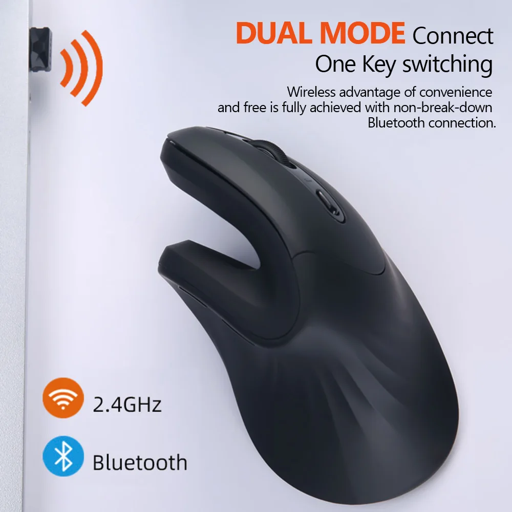 DAREU Magic эргономичная Вертикальная беспроводная мышь Bluetooth 4,0+ 2,4 ГГц Двойной Режим 1600 dpi кожа мыши с 3D колесо прокрутки для компьютера