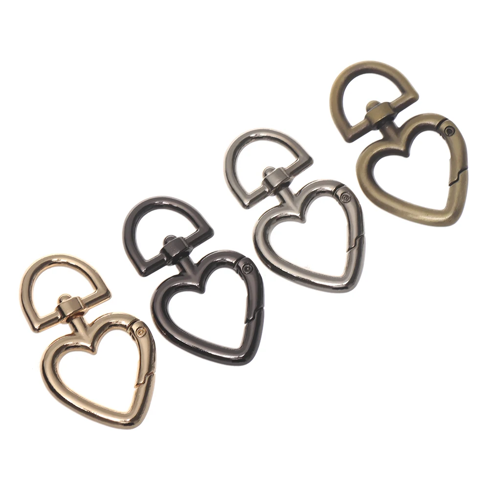 1 PC Zinc Alloy Plated Gate Spring Rings Heart Shape Buckles Purses Handbags Carabiner Clips Easy Push Trigger Snap Hooks | Спорт и