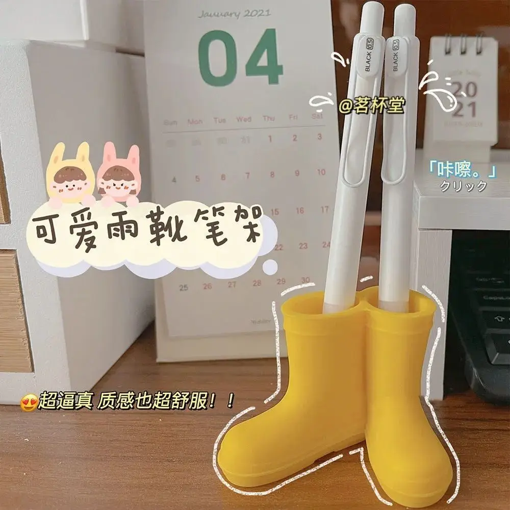 Creative Cute Rain Boots Stationery Holder Kids for Learn Organizer Accessories Silicone Pen Stand Mini  Desk Accessories