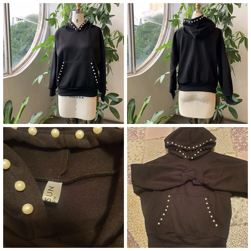 Худи женское однотонное с капюшоном элегантный однотонный деловой топ в