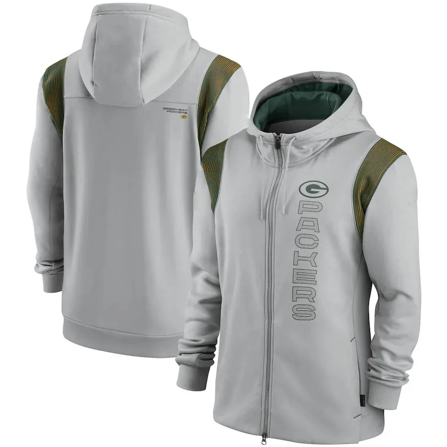 

Green Bay men clothes winter Jackets coat Packers Sideline Team Performance Full-Zip outerwear Sweatshirt zip up Hoodie Jacket