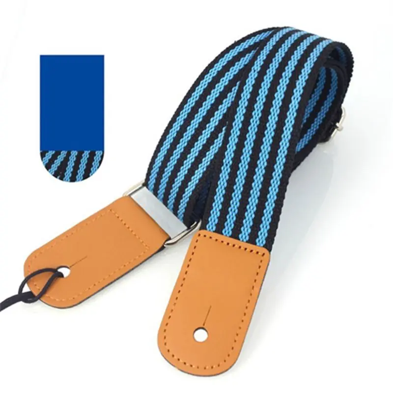 

Adjustable Guitar Cotton Strap Hawaii Ukulele Shoulder Strap Stripe PU Belt PXPF