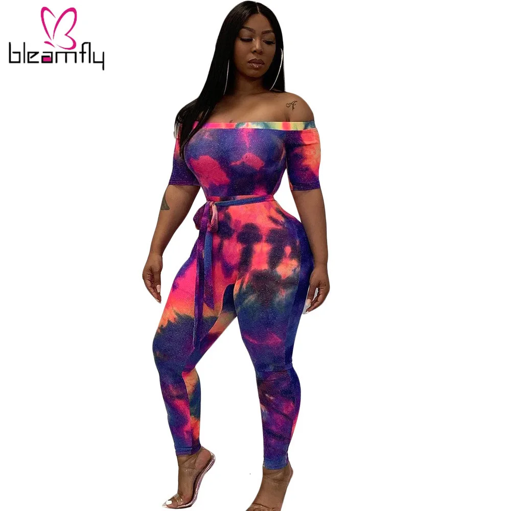 Женский Летний комбинезон с принтом Галактики длинным рукавом бодикон