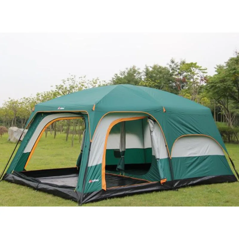 

Ultralarge 6-12 Person Use Double Layer One Hall Two Bedroom Camping Tent Large Gazebo Tenda Barraca