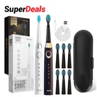 Зубная щетка Seago SG-E4 звуковая электрическая с зарядкой от USB, 5 режимов, 8 насадок