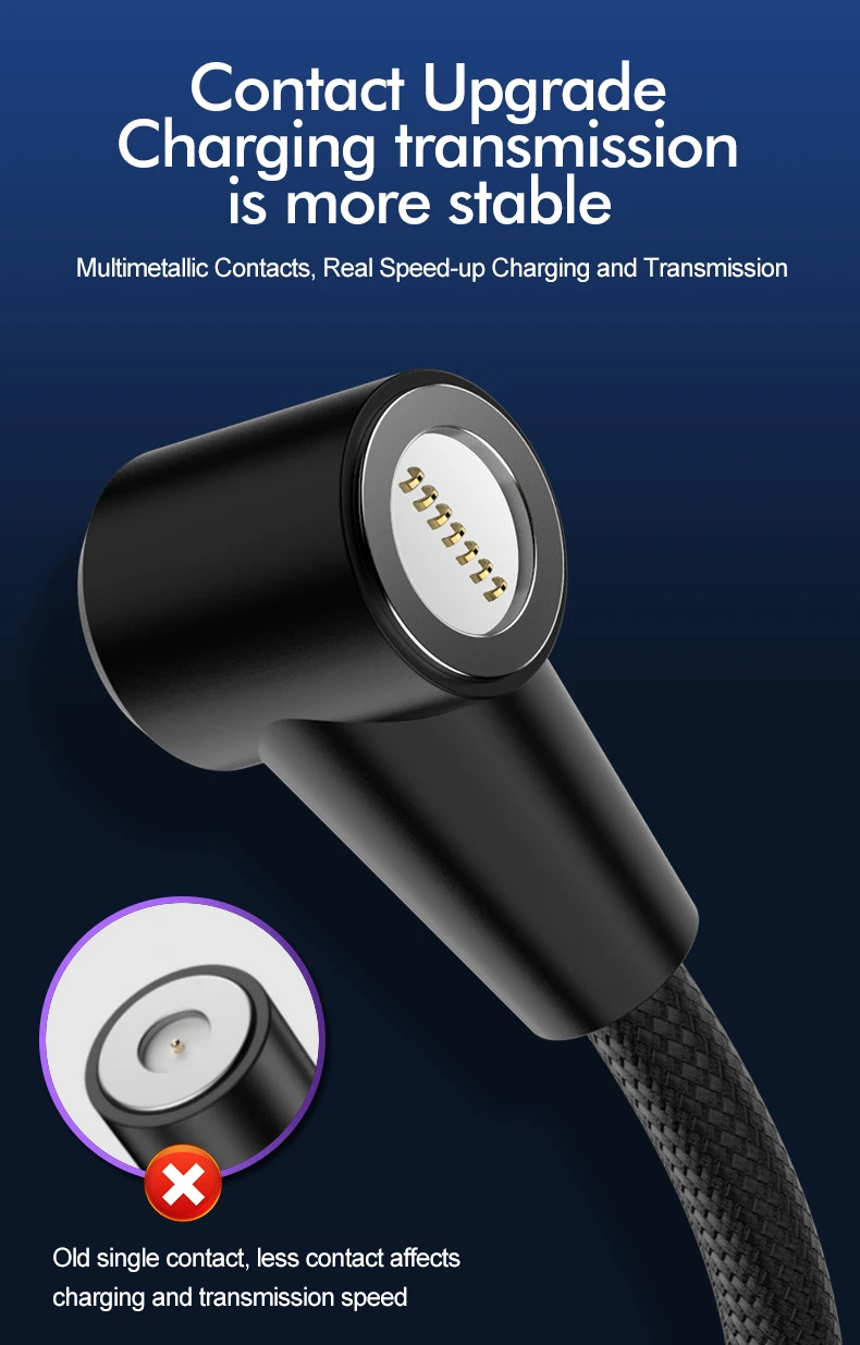 ROCK 5A Магнитный кабель Micro usb type C адаптер Шнур 90 градусов локоть быстрое зарядное устройство светильник ing светодиодный светильник для передачи данных для iPhone samsung