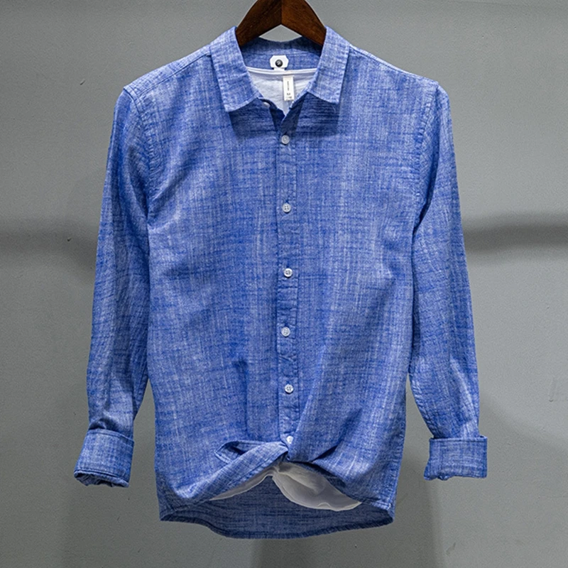 

100% Cotton Casual Shirt Classic Fashion Men'S Solid Color Business Long-Sleeved Shirt 2021 Spring New Male High-End Brand Tops
