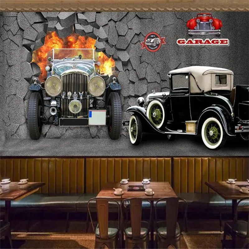 

3D-обои milofi на заказ, Фреска, ретро-jeep, классический автомобиль, ресторан, оснащение, фоновые обои, фреска