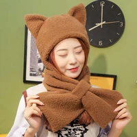 plush hat scarf delicate keeping warmth soft kitty ear plush hat scarf plush hat shooting props