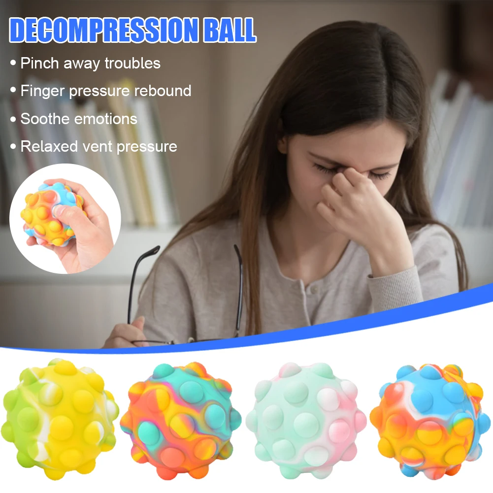 

Anti-Stress Ball Sensory Toy Silicone Ball 3D Squeeze Toys Decompression For Kids Adults Stress Relief Autism ADHD Fidget Toy