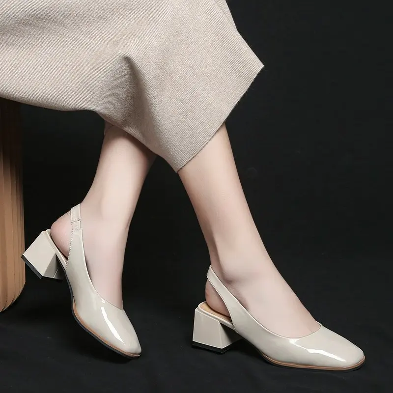 

2021 Summer New Style Single Shoes Dress Shoes Mid-Heel Square Toe Fashion Sandals Casual Women's Shoes Wedding Shoes