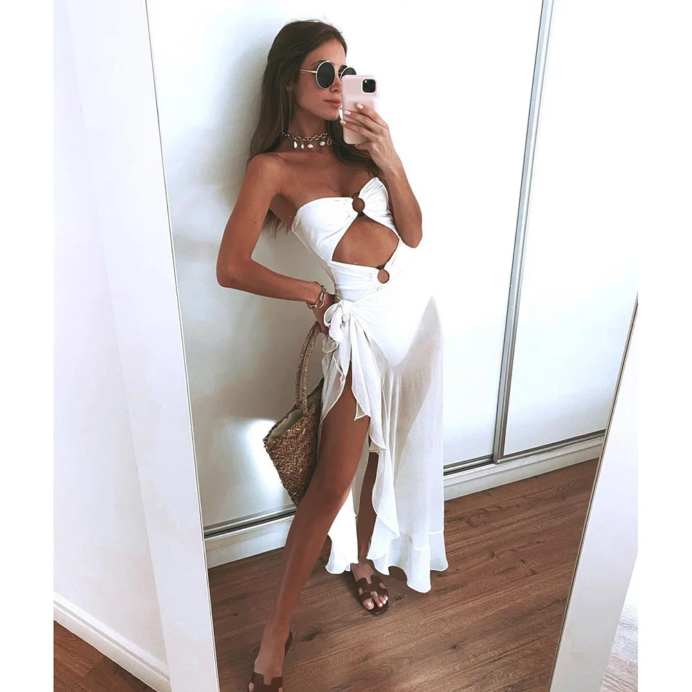 

One Piece Swimsuit Bandeau Swimwear Women 2021 Print Bow Monokini Push up Backless Bathing Suits Floral Sexy Bodysuit Beachwear