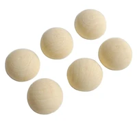 50 pcs natural unfinished wood half round balls half sided wooden beads diy wooden toys jewelry pendants crafts