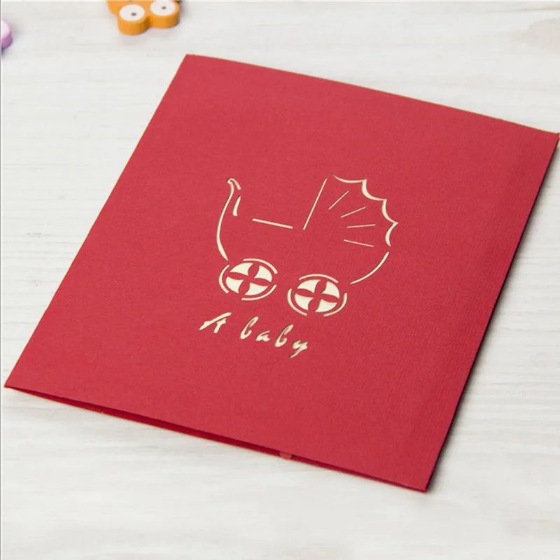 HOT 3D Pop Up Card Baby Carriage Invitation Happy Birthday Christmas Personalised Whosale&Dropship | Бытовая техника