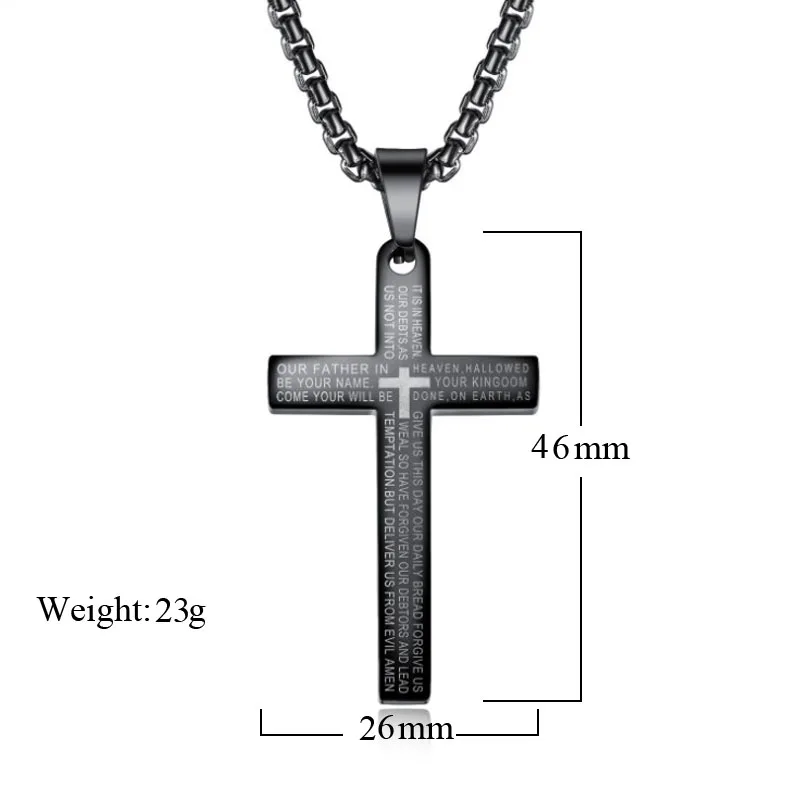 Религиозный Библейский крест ожерелье мужское 3 цвета из нержавеющей стали