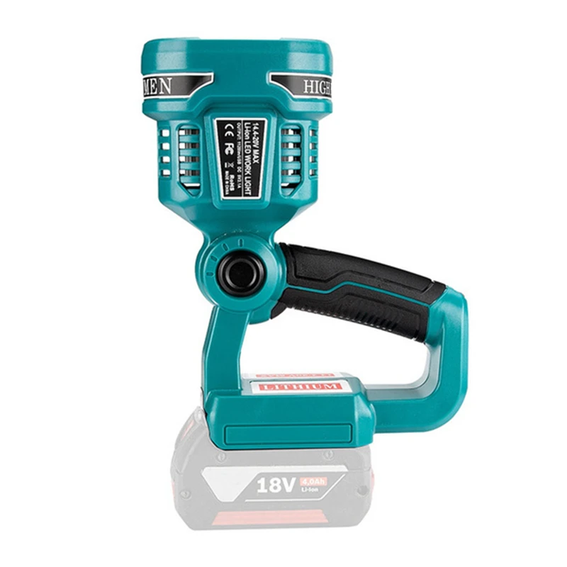 구매 12W 휴대용 랜턴 LED 작업 조명 손전등 비상 조명 토치 4 기어 야외 적합 마키타 리튬 이온 배터리, 배터리 없음