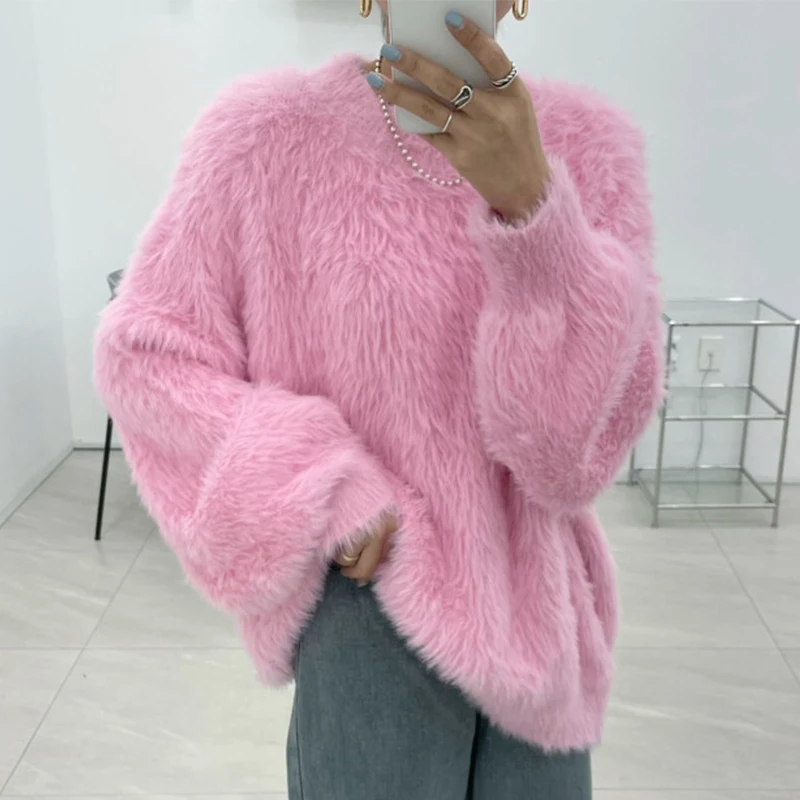 Свитер Woherb из искусственного кашемира карамельных цветов женский свободный