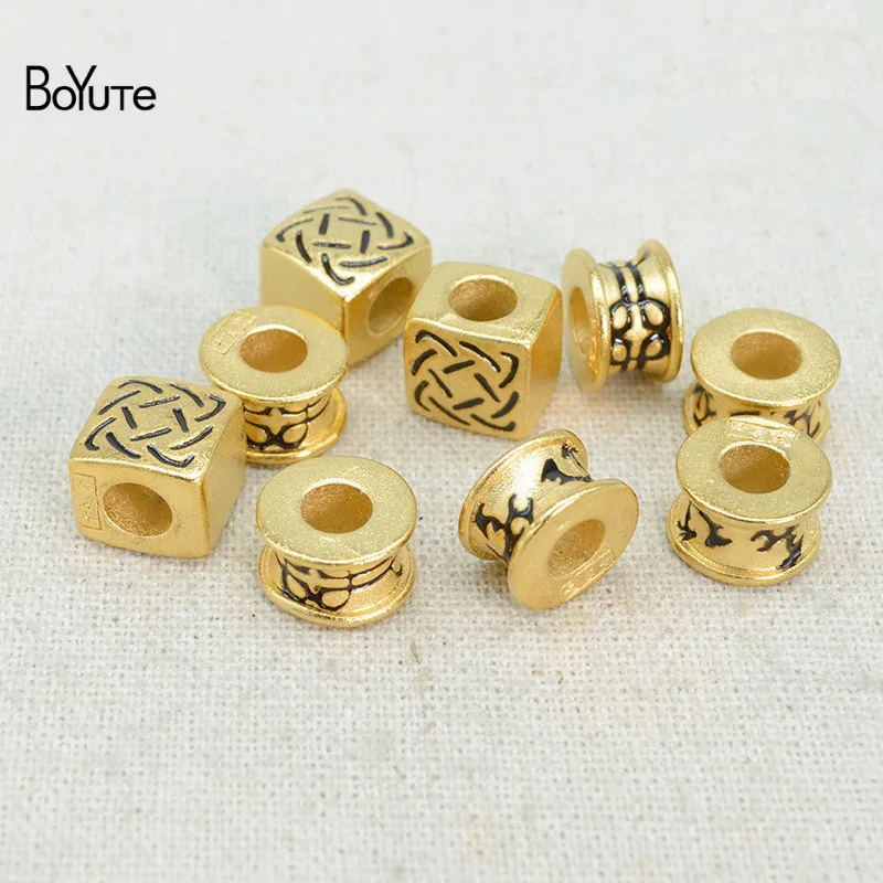 

Матовые позолоченные латунные бусины с большим отверстием BoYuTe (10 шт./лот), заводская поставка, бусины ручной работы, аксессуары для ювелирны...