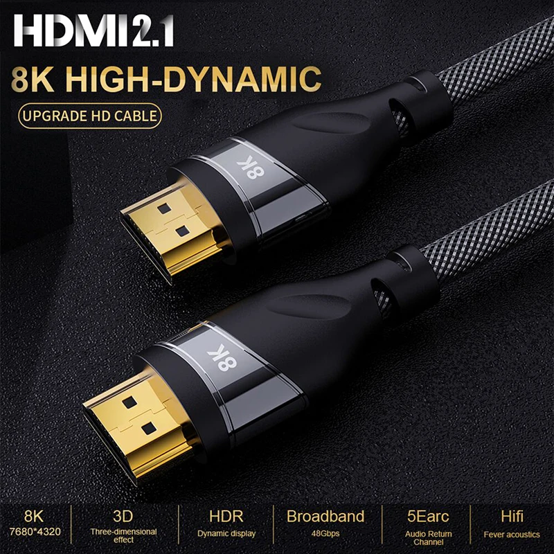 Высокоскоростной кабель HDMI 8K 48 Гбит/с при 60 Гц 7680P Dolby Vision HDCP 2 4:4:4 HDR eARC совместимый