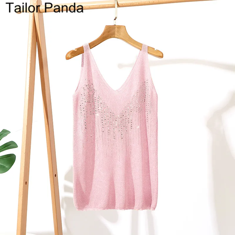 Женский трикотажный топ без рукавов блестящий черный серый абрикосовый розовый