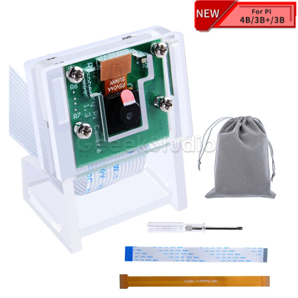Плата модуля камеры Raspberry Pi 5MP с акриловым держателем для веб видео 4 Модель B / Zero (W)