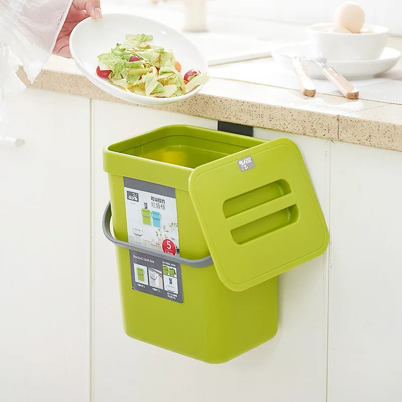 3l5l7l12l wall mount folding waste bin kitchen cabinet hanging trash can living room door garbage car storage bucket dustbin free global shipping