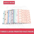 Маска одноразовая с мультяшным принтом для мужчин и женщин, тканевая 3-слойная маска для лица с плавким покрытием, цветные точечные маски от пыли, 50 шт.