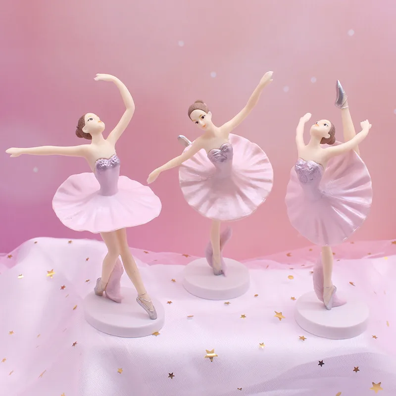 С днем рождения белый элегантный балетный девичьей декоративной торт фигурки