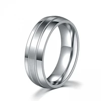 mens pure black 8mm womens silver and 6mm couple titanium steel ring curved double groove ring