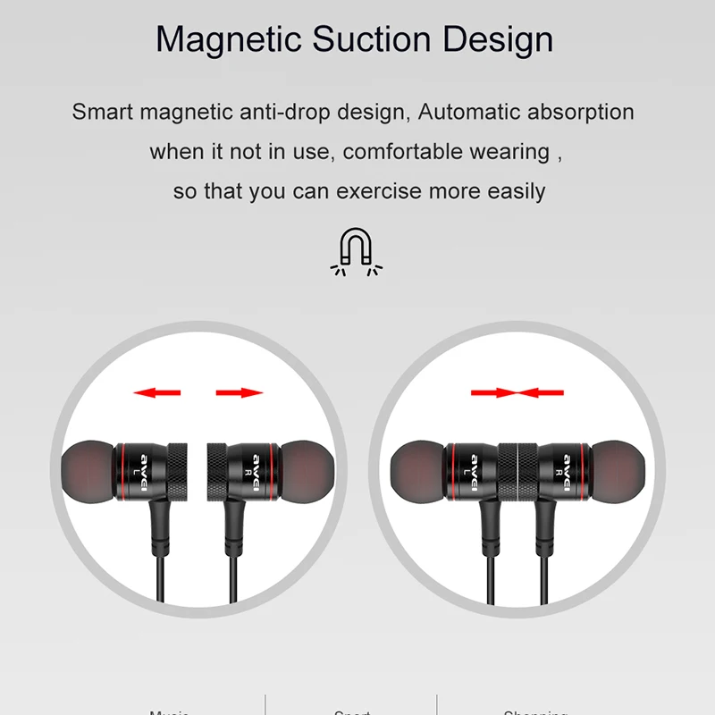 Беспроводные Bluetooth Наушники AWEI G10BL 3D стереонаушники спортивные наушники с