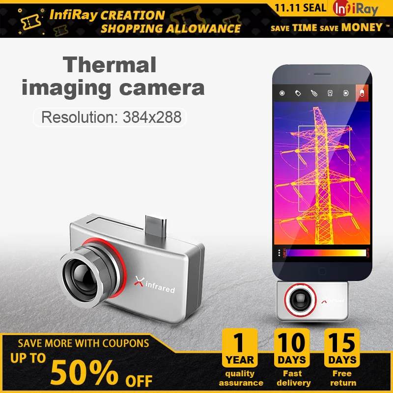 

InfiRay T3S Thermal Imager Camera For Mobile Phone Resolution 384*288 Industrial PCB Circuit Detection Android Infrared Camera