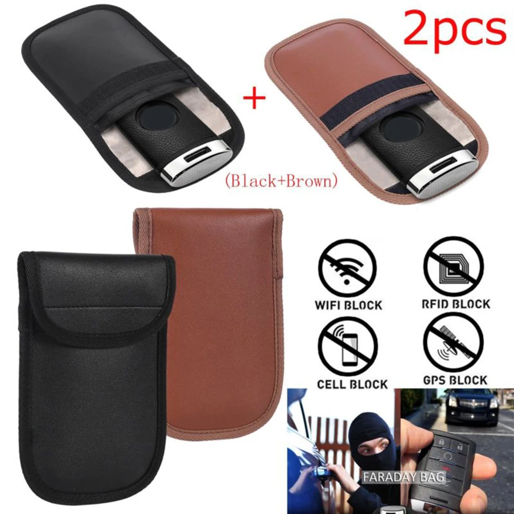 

2pcs Car Key Pouch Case Bag Automobiles Anti-theft Signal Blocker Faraday Bag Auto Keyfobs Pouch Keyless RFID Blocking Bag