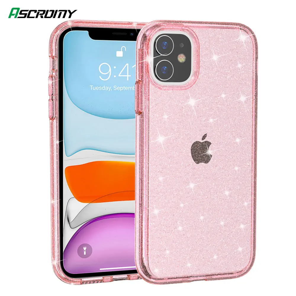 Блестящий Прозрачный чехол для Apple iPhone 11 Pro Max XR X XS 8 Plus 7 6 6S SE 2020 SE2 противоударный