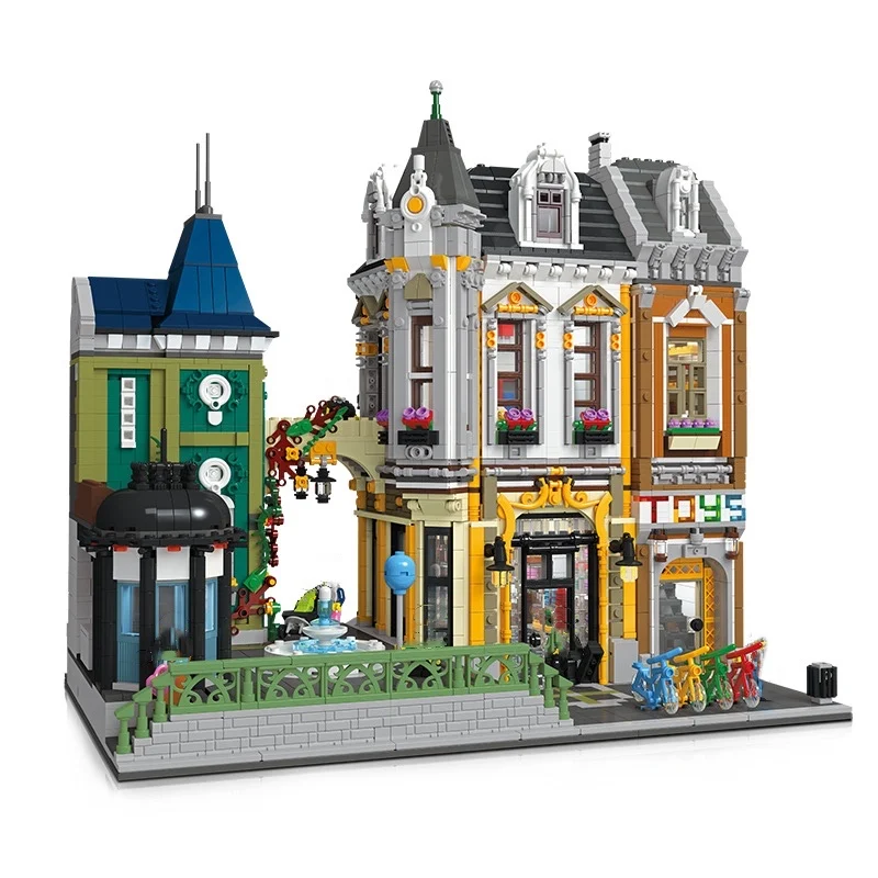 

Модульные игрушки MOC, магазин Afol, квадрат, 5290 шт., кирпичики город, архитектура, вид на улицу, строительные блоки, образовательные, креативные ...