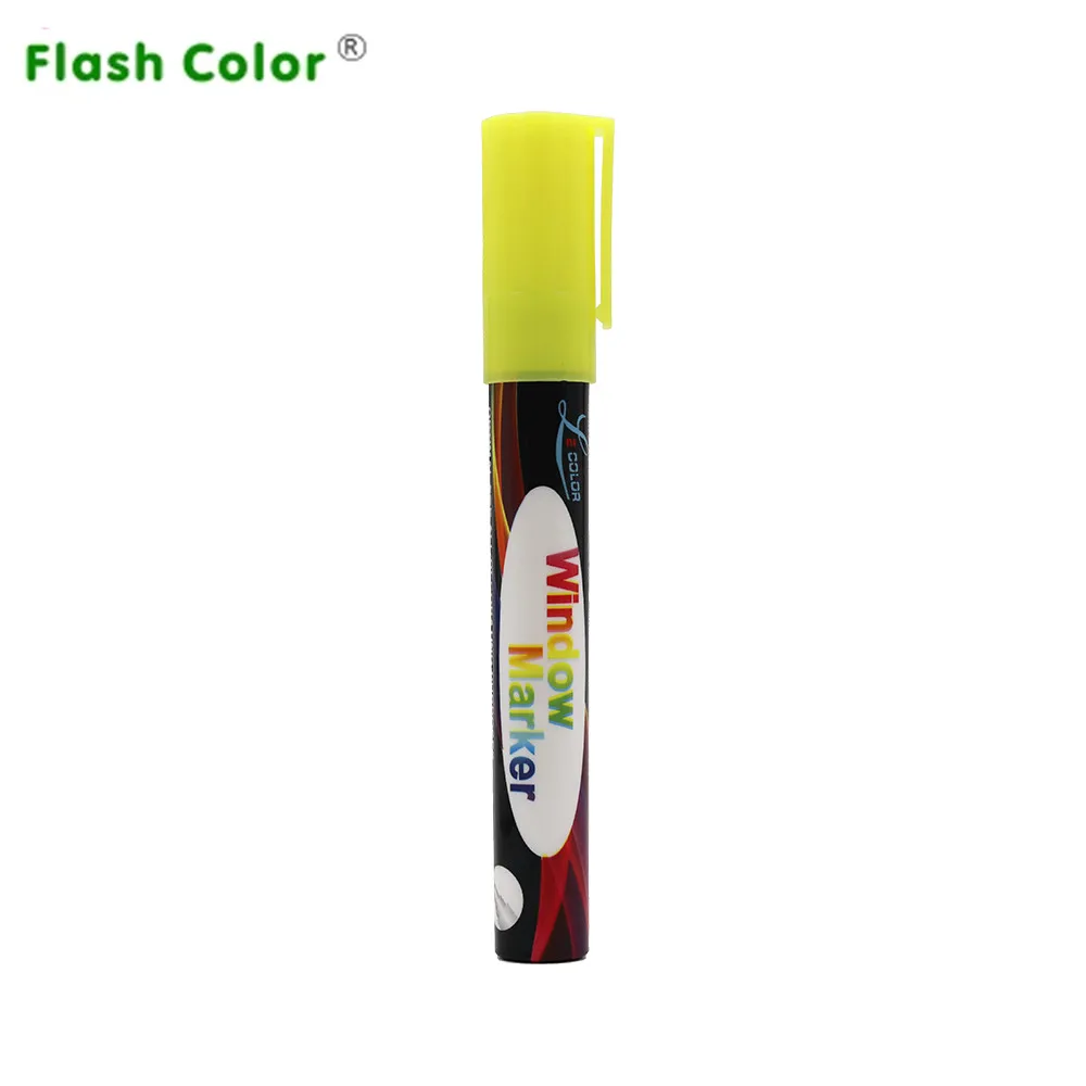 Желтый хайлайтер Flashcolor маркер с двумя наконечниками и жидким мелом 6 мм для окон