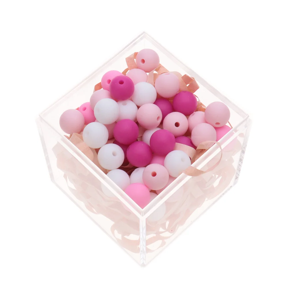 Fkisbox-Cuentas redondas de silicona para mordedor de beb&eacute;, accesorios de cadena de chupete sin BPA, regalo masticable para enfermera, 500 piezas, 12mm-1