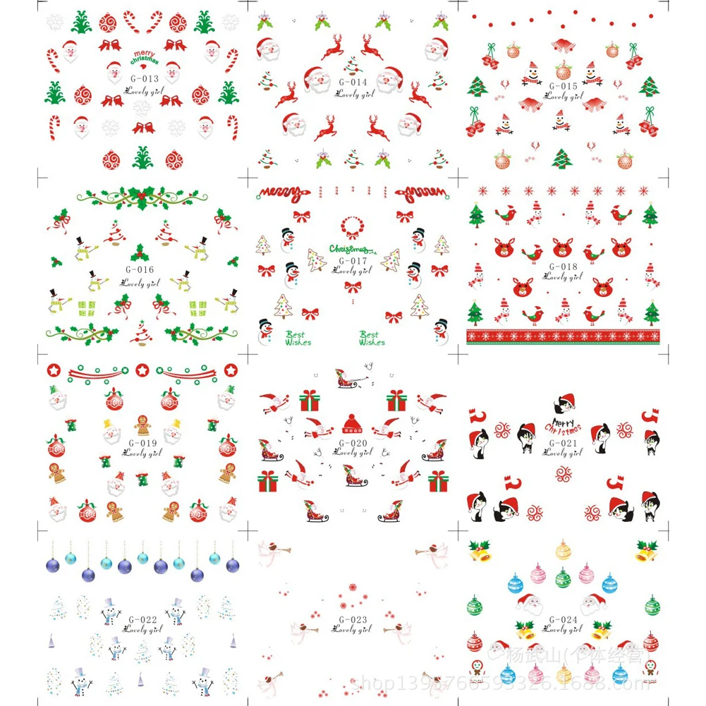 

1pcs Nail Art Stickers DIY Manicure Nail Art Watermark Manicure Decor Christmas Cute Tree Snowflake Snowmen Nail Art Stickers