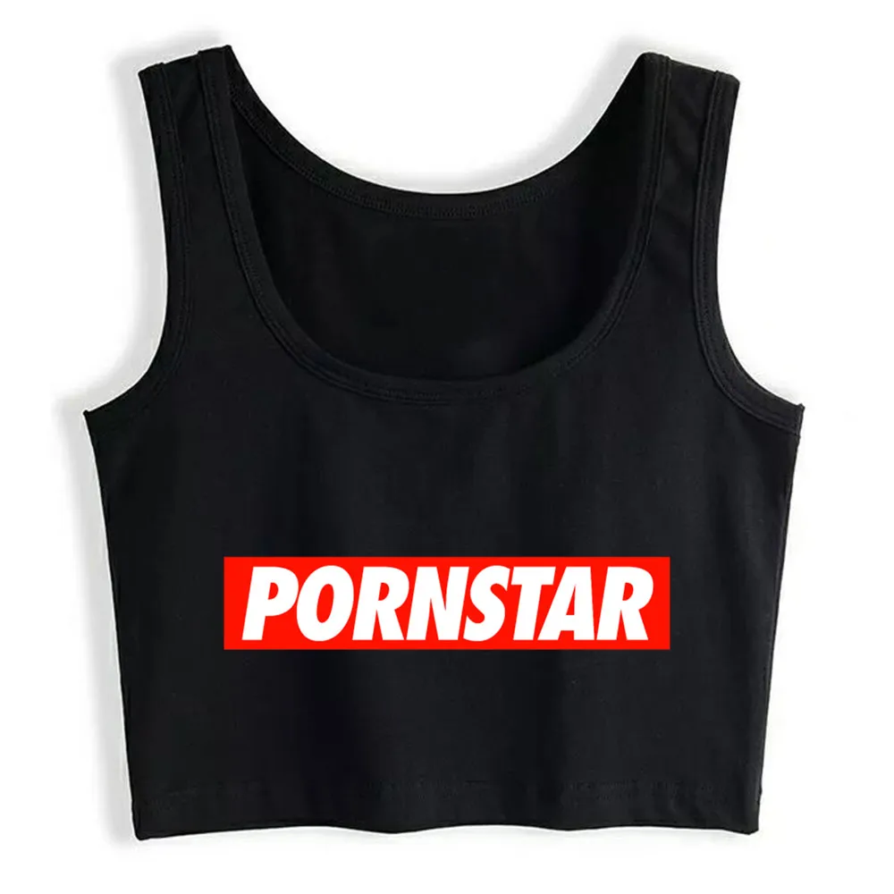 

Crop Top Female Pornstar Humor Inscriptions Print Tops Women