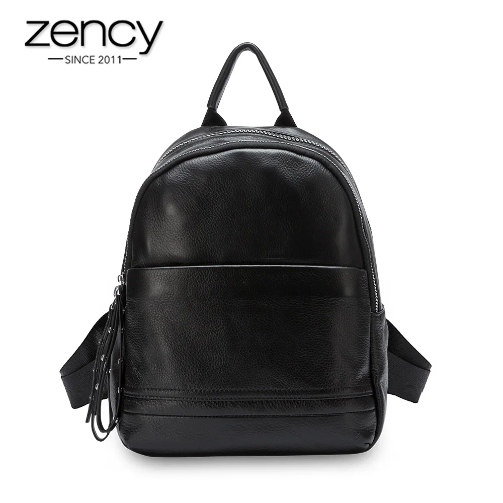 Повседневный женский рюкзак Zency из 100% натуральной кожи пляжный стиль преппи